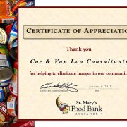 Certificate of Appreciation St. Mary's Food Bank Alliance